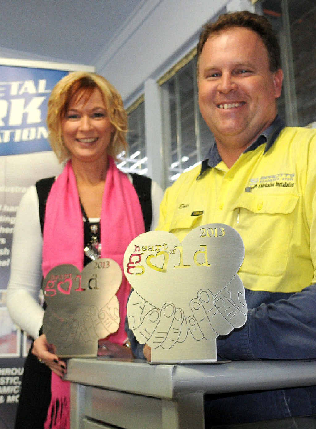Kayley and Eric Sprott with the spectacular trophies they’ve made for tonight’s Heart of Gold film awards. Kayley and Eric Sprott with the spectacular trophies they’ve made for tonight’s Heart of Gold film awards.